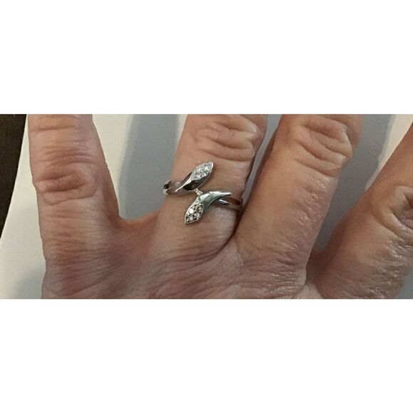 New~.925 Sterling Silver Sim Diamond Sculpted Snake Head Bypass Ring Sz 9 - Picture 4 of 4